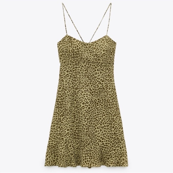Zara green pistachio Spaghetti Strap satin summer Mini dress - Picture 1 of 5